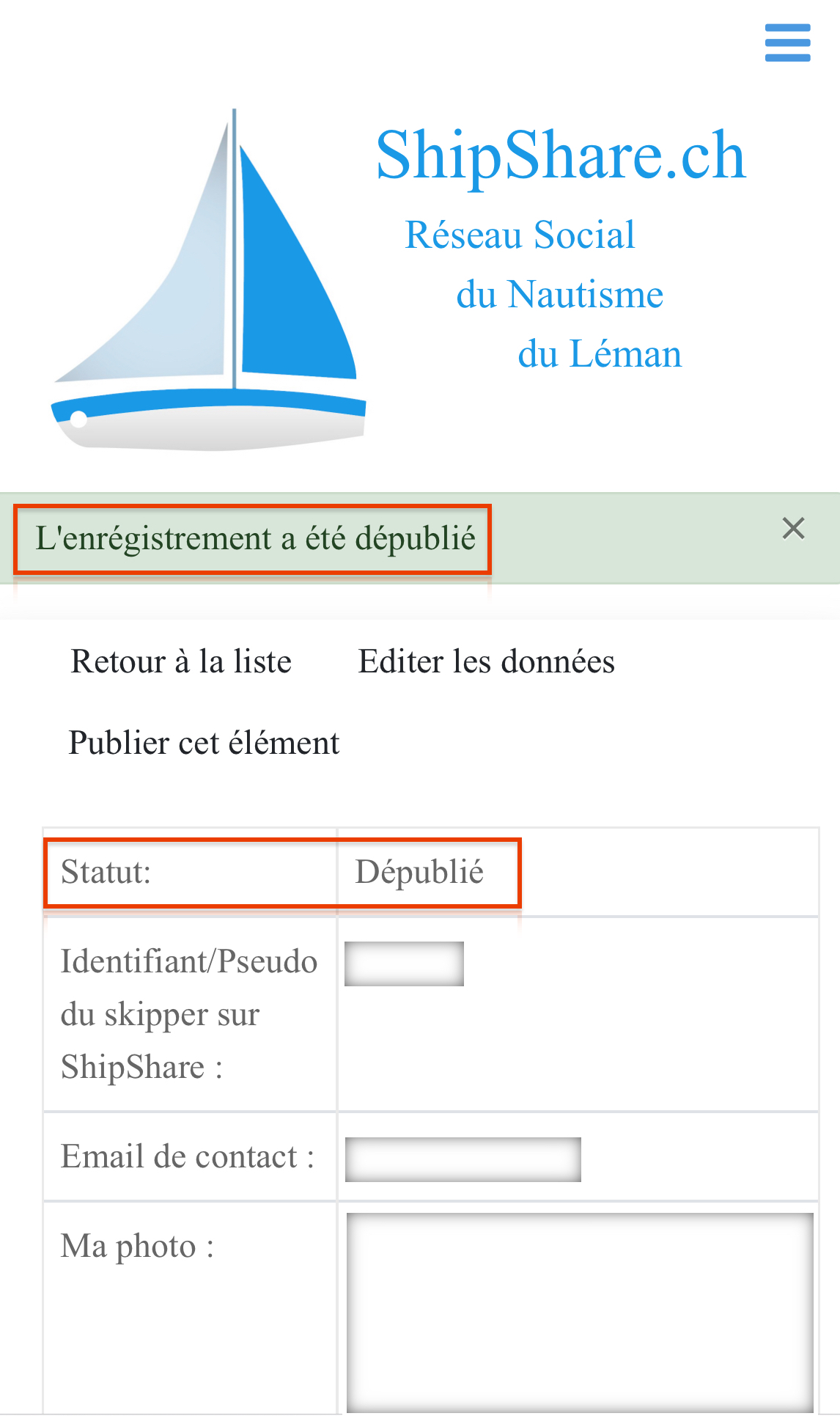 Comment effacer une fiche dans la Bourse aux Equipiers - Étape 5 et fin